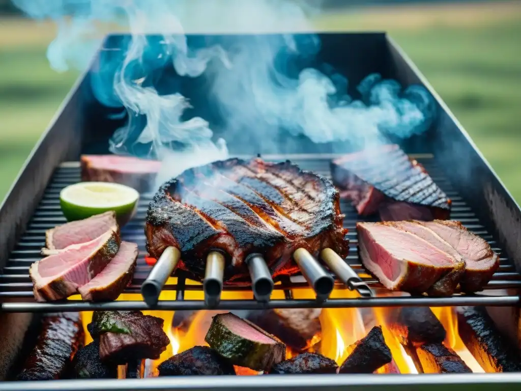 Ahumado en asado uruguayo: Delicada fusión de sabores y tradiciones culinarias en un entorno campestre pintoresco