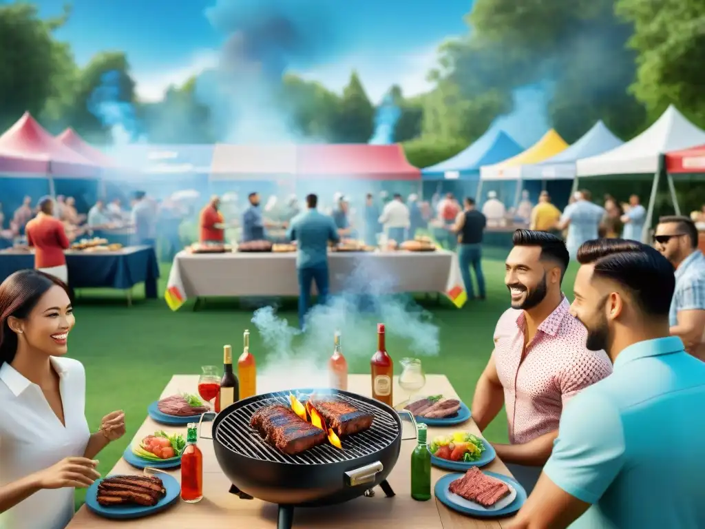 Celebración al aire libre de un exitoso torneo de asado promocional de marca