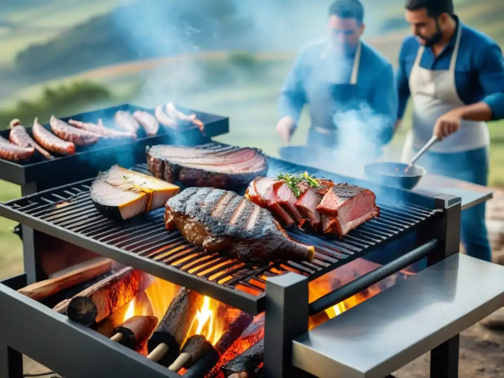 Amigos disfrutando de eventos memorables con asado uruguayo en el campo