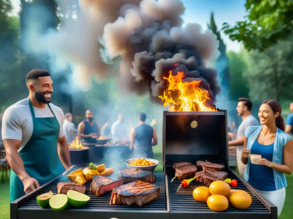 Un animado asado al aire libre con amigos y risas