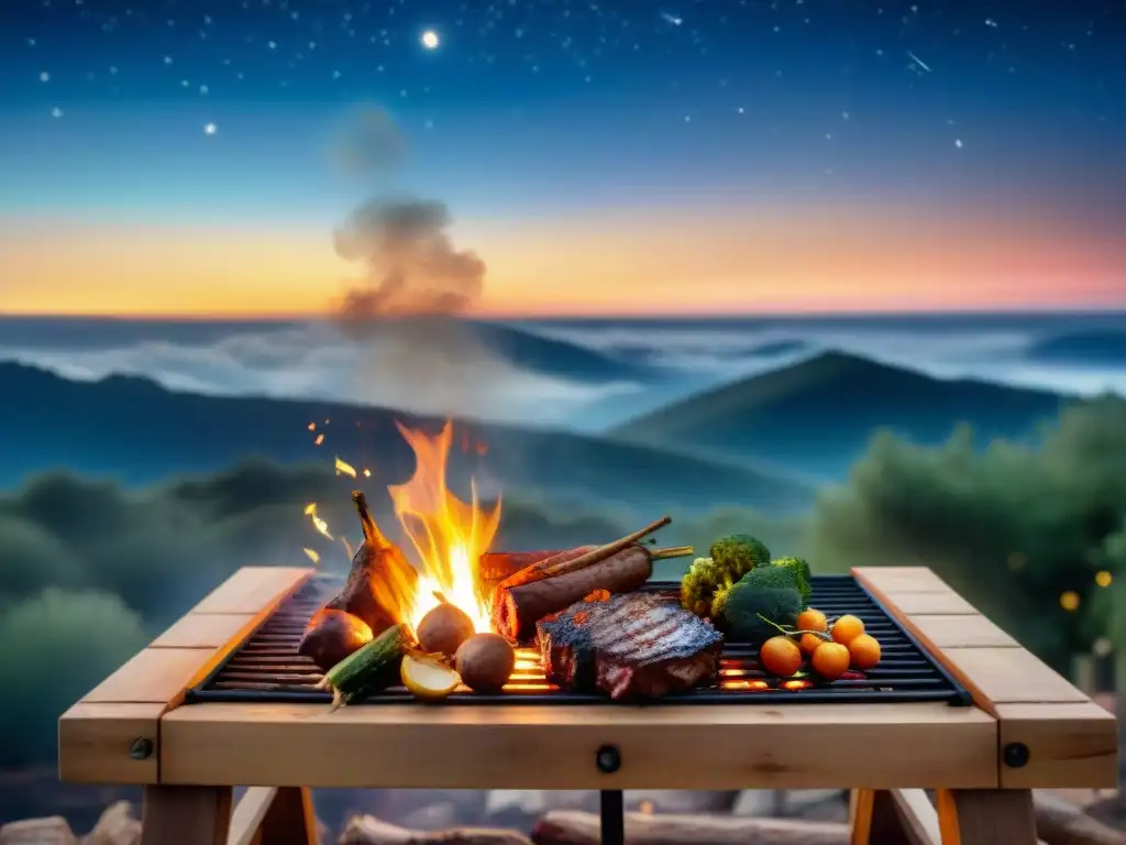 Un asado al asador nocturno bajo las estrellas, lleno de magia y sabores