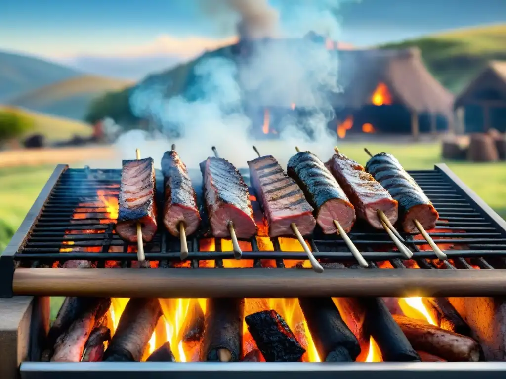 Un asado auténtico en el campo uruguayo con gauchos y una parrilla rústica