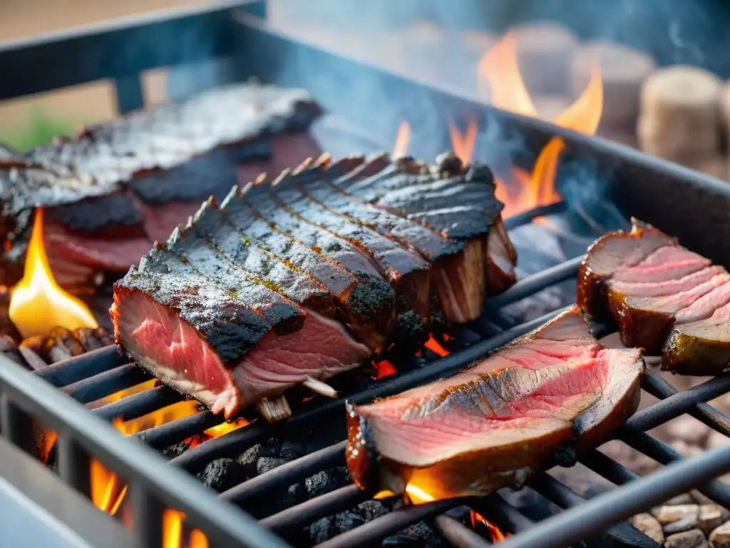 Un asado de jabalí en Uruguay, con gauchos y colinas, listo para comer