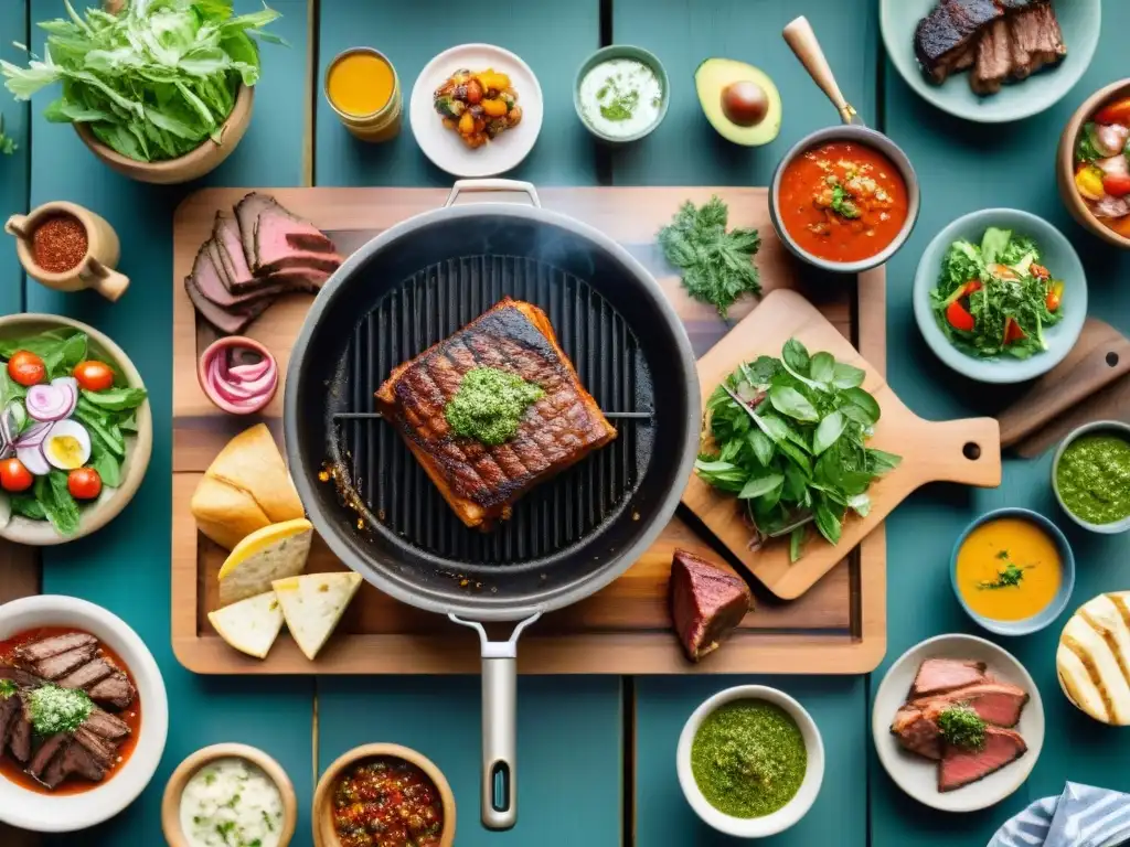 Un asado tradicional uruguayo con amigos en un patio pintoresco al atardecer