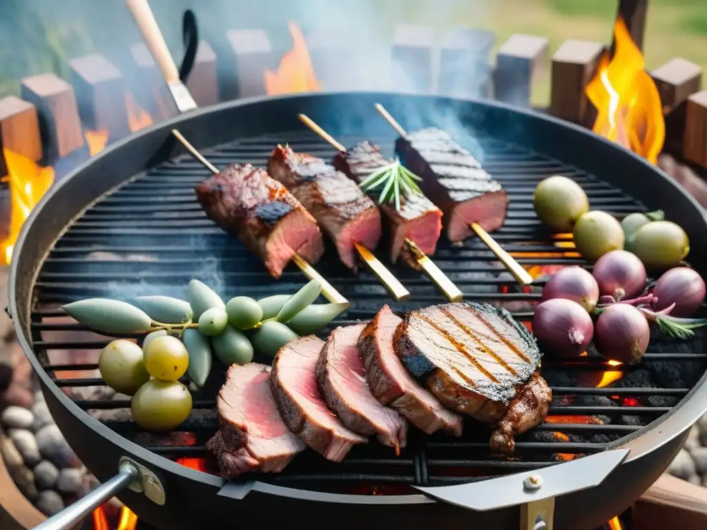 Un asado tradicional uruguayo en el campo, con maridaje vinos rosados carnes parrilla