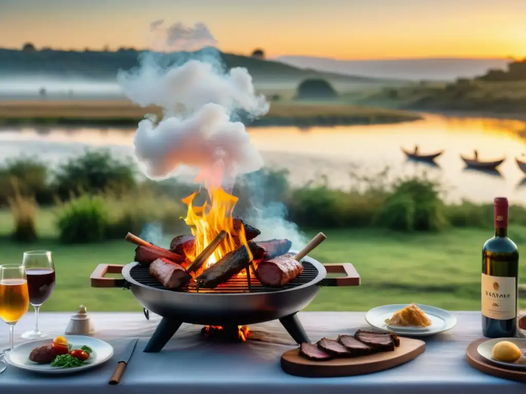 Un asado tradicional uruguayo exclusivo en una ubicación ribereña con el Río de la Plata de fondo