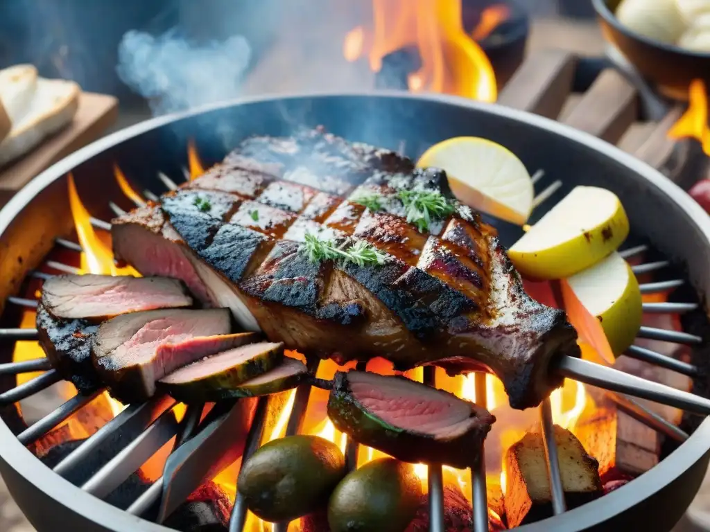 Un asado tradicional uruguayo evocando la rica historia culinaria y evolución de esta tradición