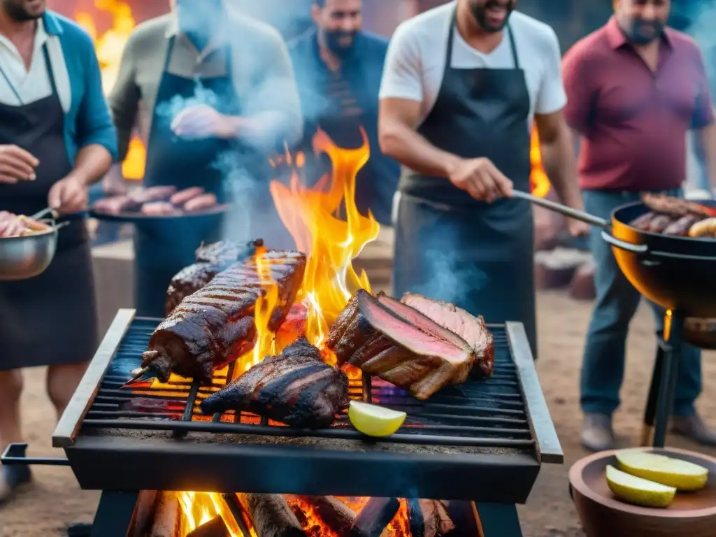 Un asado tradicional uruguayo, simbolismo del asado uruguayo: comunidad, tradición y disfrute alrededor de la parrilla