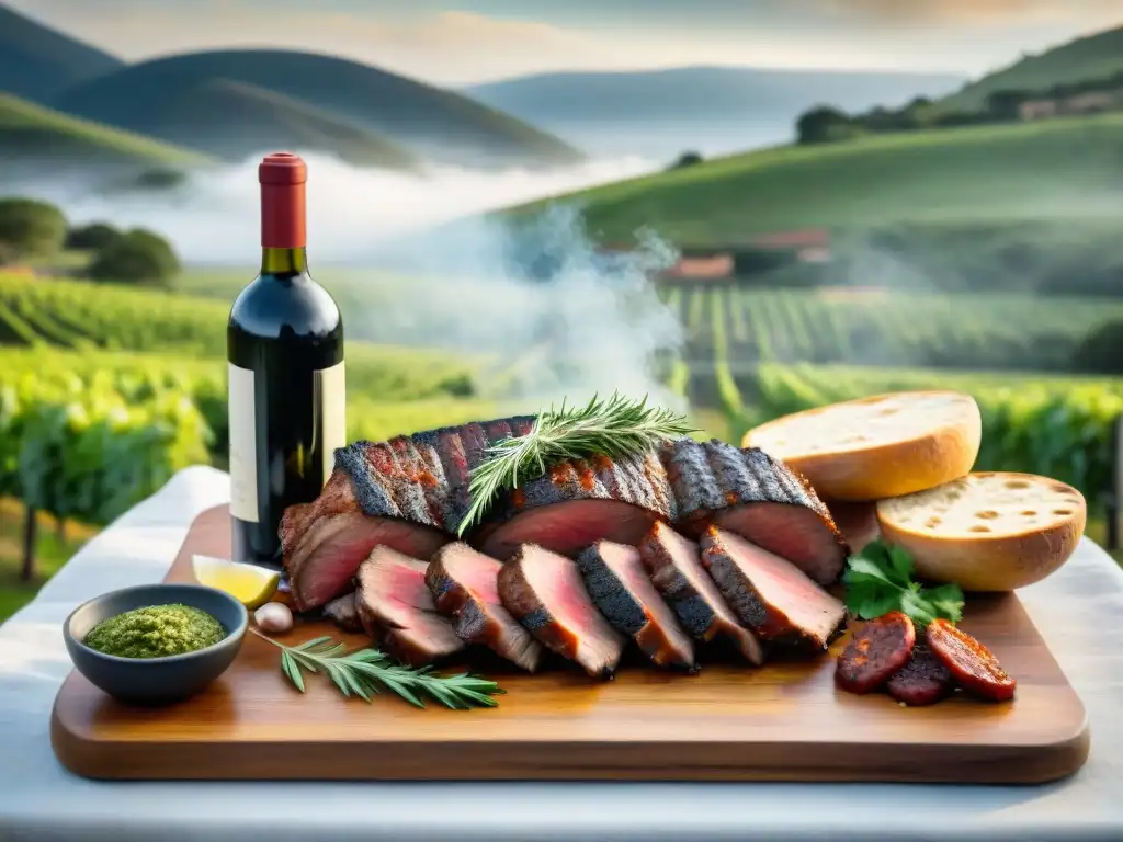 Un asado tradicional uruguayo con vinos premium, maridaje vinos y asados Uruguay