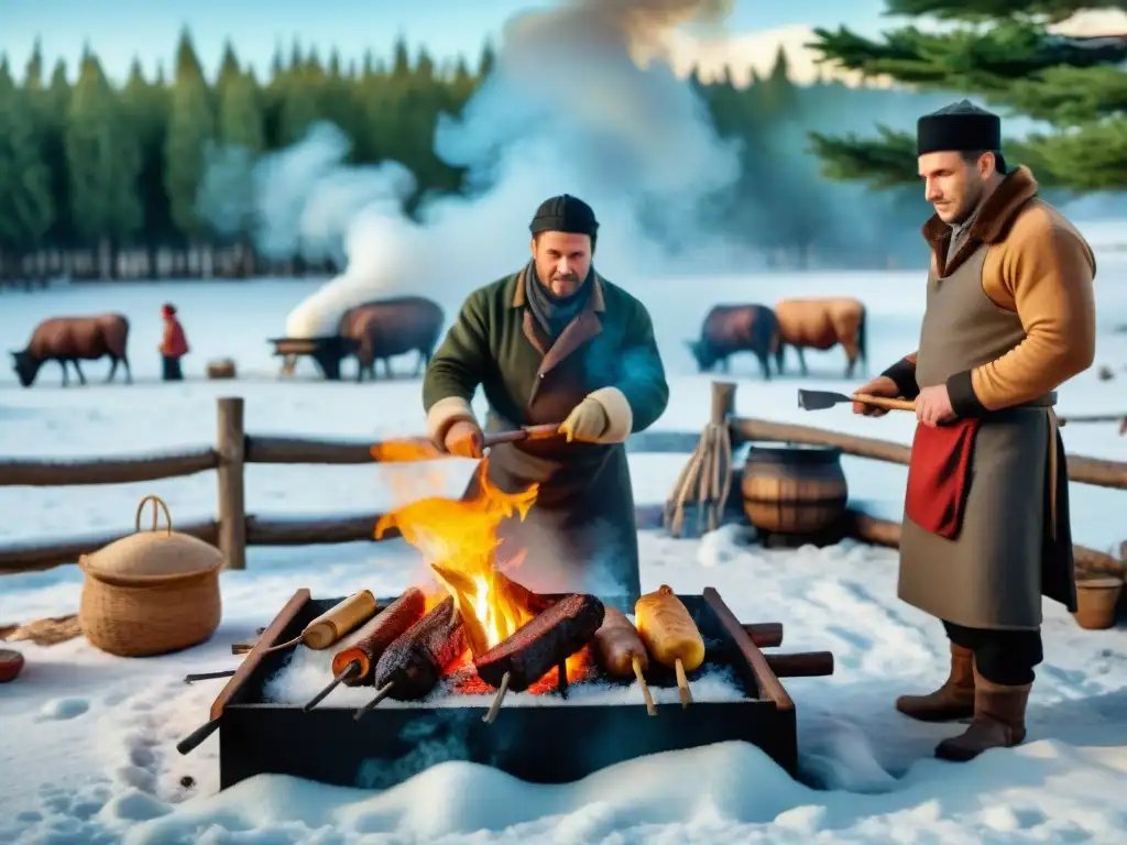 Celebración única: asado uruguayo adaptado a Rusia en medio de un paisaje nevado y mágico