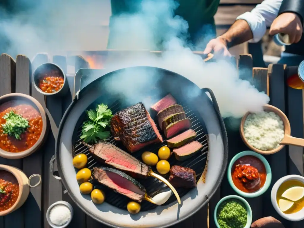 Deléitate con un asado uruguayo: amigos, carne a la parrilla y coloridas salsas