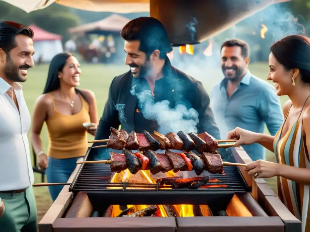 Un asado uruguayo reúne a amigos y familia en comunidad, disfrutando de los beneficios sociales del asado uruguayo