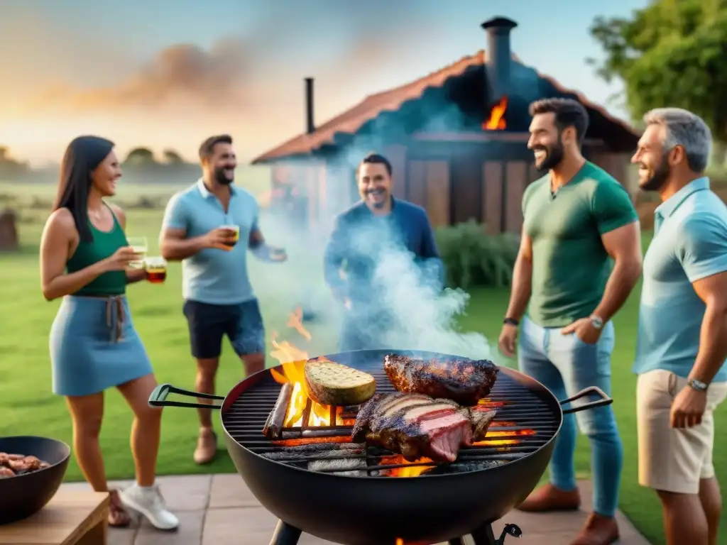 Un asado uruguayo al atardecer: resiliencia y creatividad en una parrillada con amigos y familia