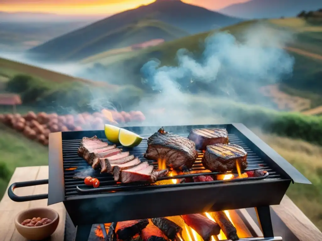 Un asado uruguayo en un entorno pintoresco con estilismo único en asado uruguayo