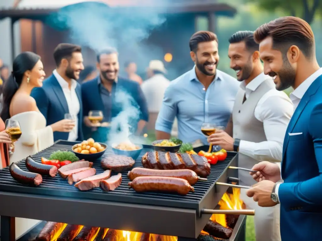 Un asado uruguayo para eventos corporativos: profesionales disfrutan de una comida deliciosa y un ambiente exitoso