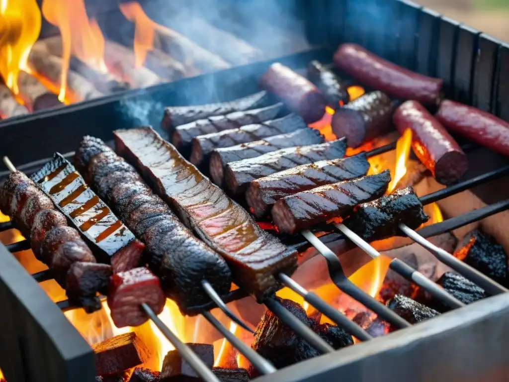 Un asado uruguayo perfectamente grillado en el campo, con certificaciones asado uruguayo valor