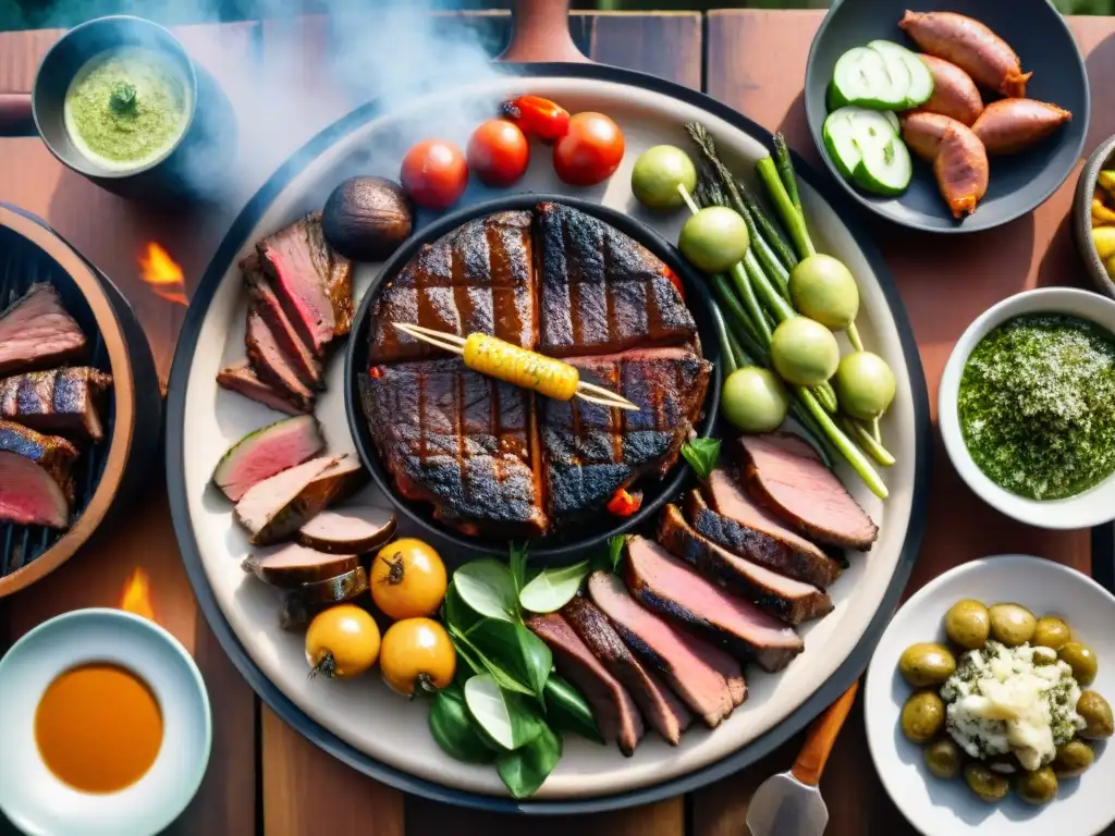 Un asado uruguayo con guarniciones tradicionales que despiertan los sentidos