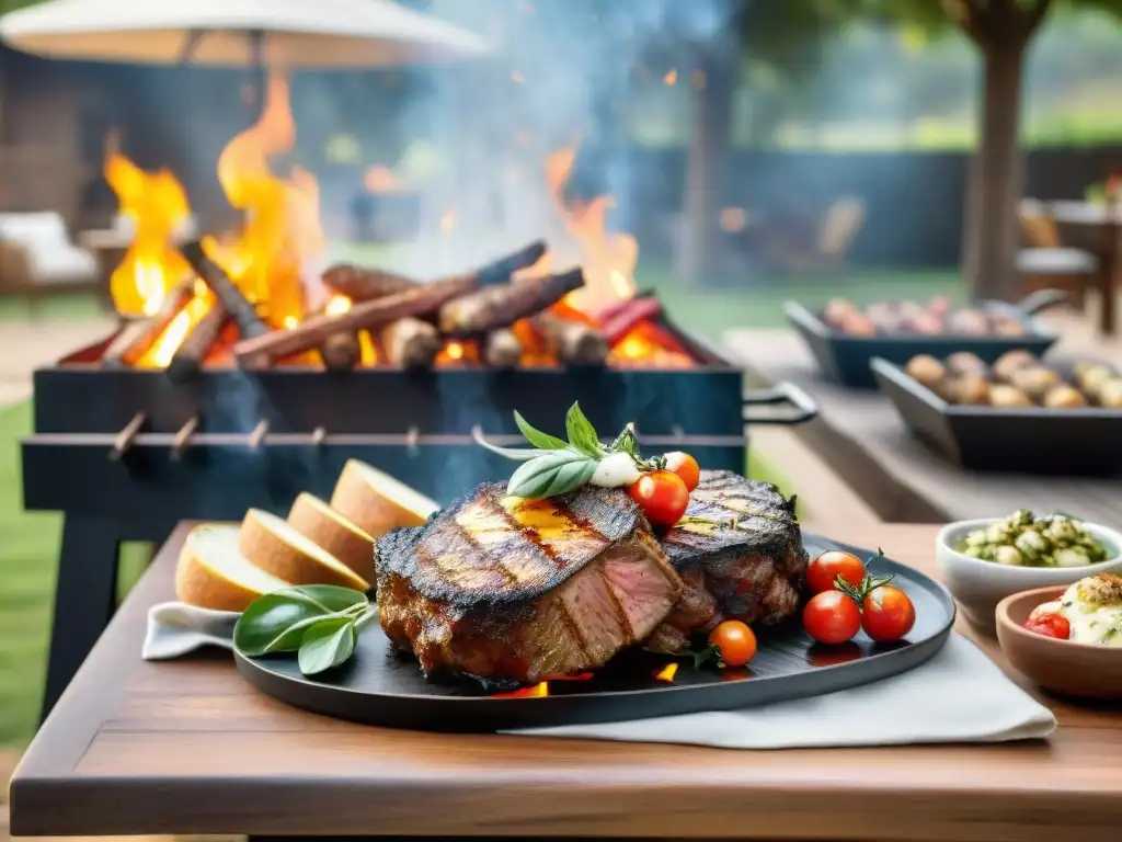 Un asado uruguayo con influencia italiana en un entorno campestre pintoresco