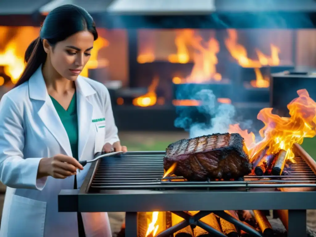 Gabriela, científica latina, analiza asado uruguayo en laboratorio