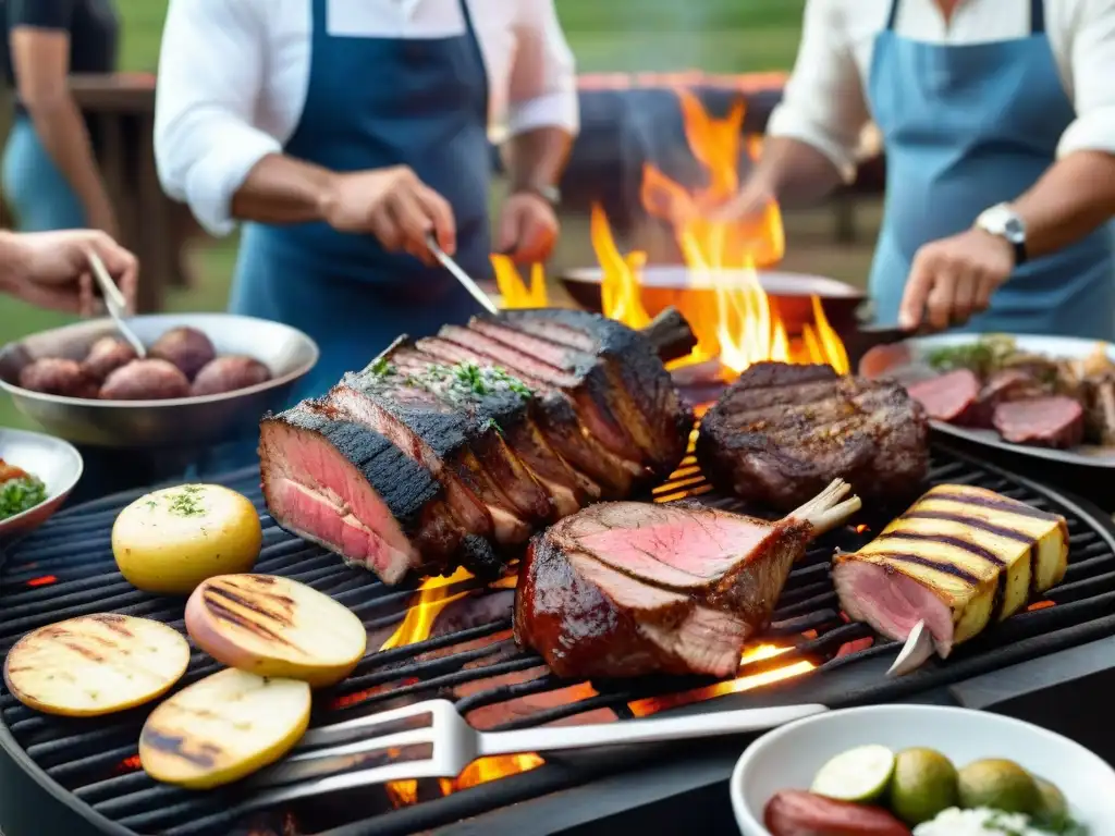 Un asado uruguayo con maridaje perfecto: carnes en la parrilla, familia y vino Tannat