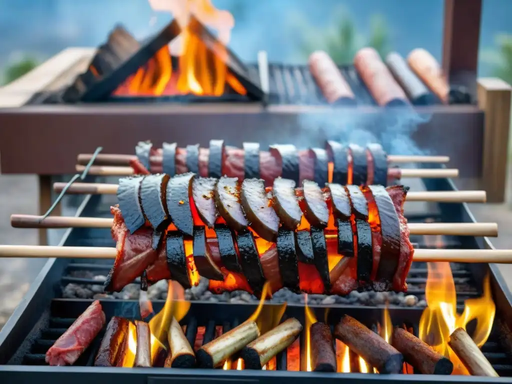 Un asado uruguayo marinado para deleitar los sentidos en una parrilla tradicional al aire libre