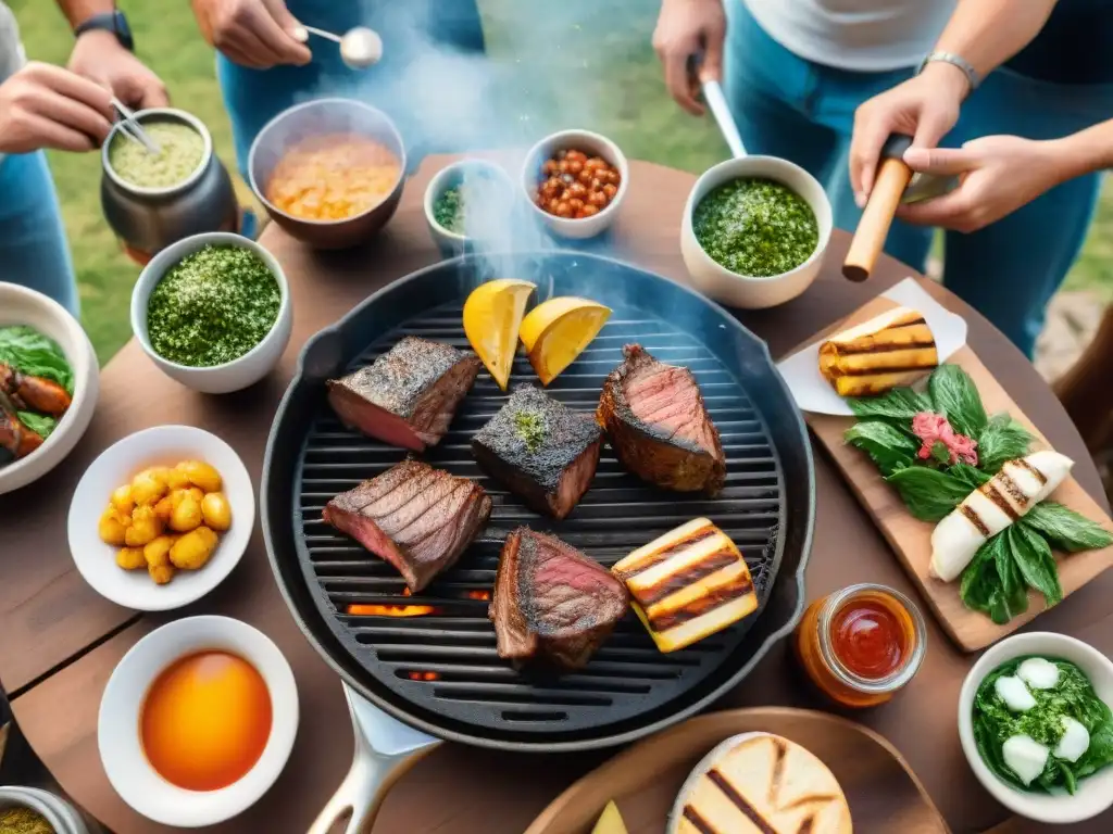 Un asado uruguayo memorable al atardecer con amigos y familia