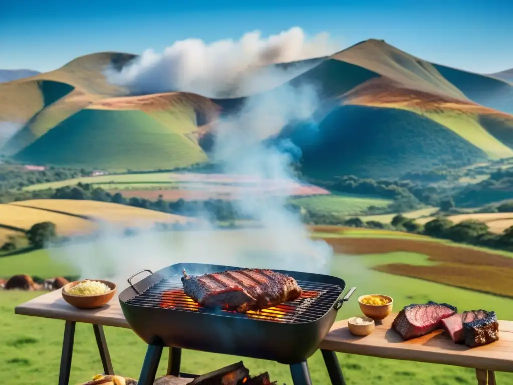 Un asado uruguayo tradición e innovación en un paisaje campestre pintoresco