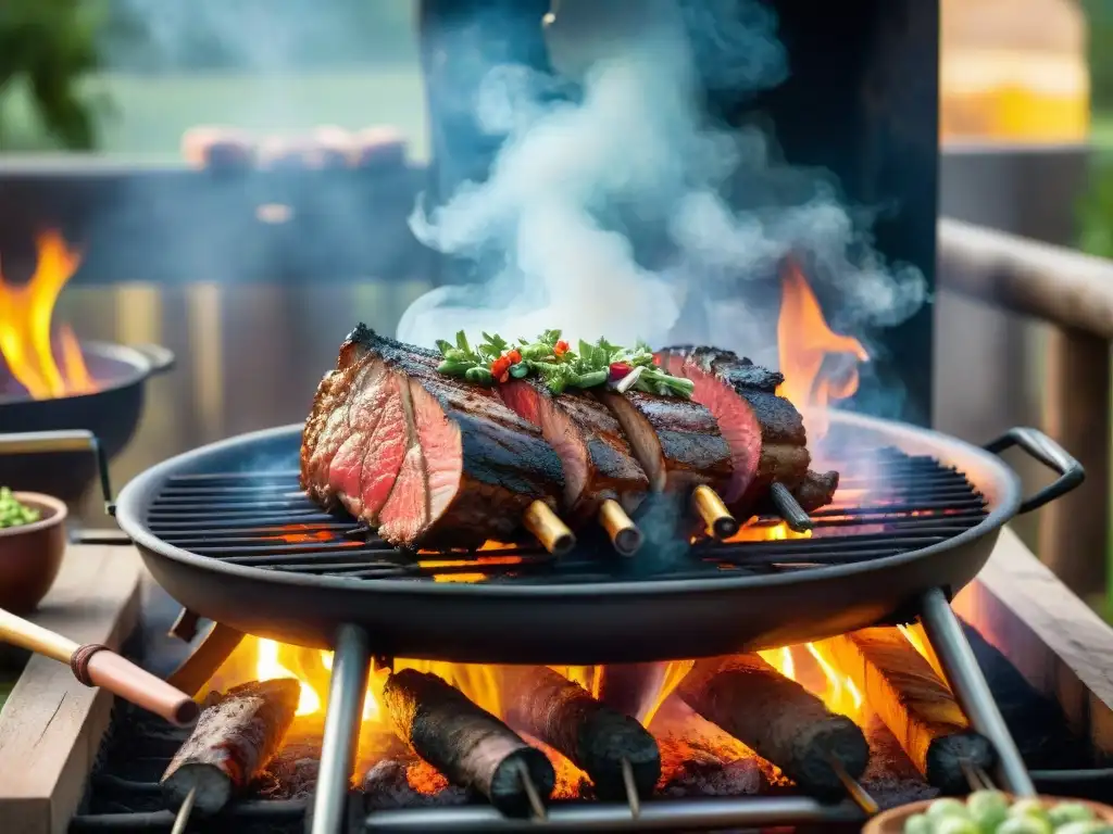 Un asado uruguayo tradicional ahumado a la perfección en técnica casera