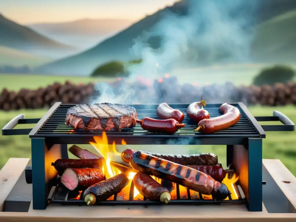 Un asado uruguayo tradicional en el campo con amigos y familiares