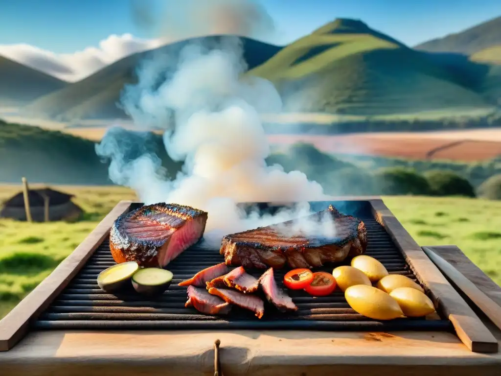 Un asado uruguayo tradicional con gauchos, historia del asado uruguayo iconos