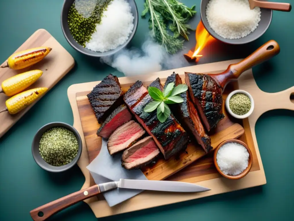 Un asado uruguayo tradicional con las mejores especias, gaucho y ambiente rústico al aire libre