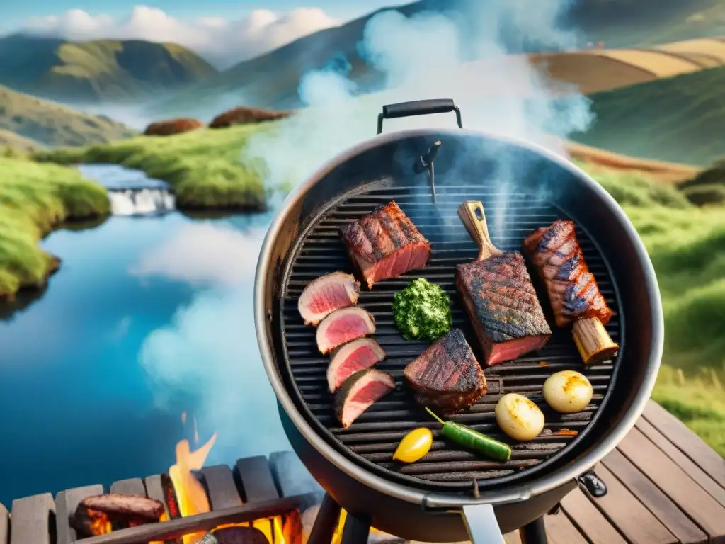 Un asado uruguayo tradicional en un paisaje campestre