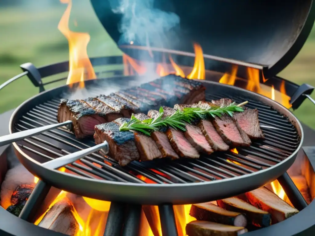 Un asado uruguayo tradicional se prepara en una parrilla inteligente, fusionando tradición y tecnología