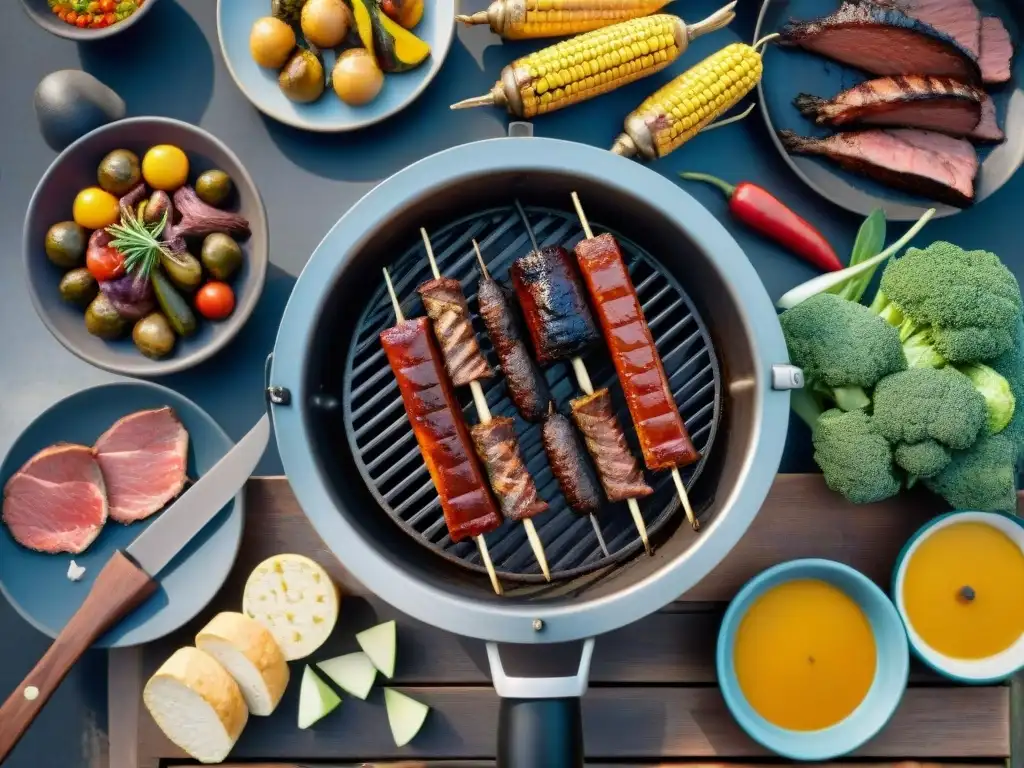 Una asombrosa vista de un tradicional asado uruguayo en la costa, con variaciones y maridaje culinario