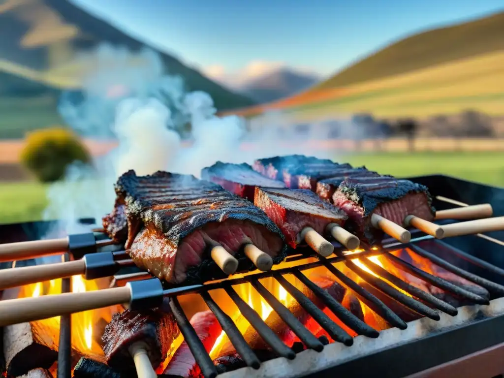 Un asombroso asado uruguayo en el campo con gauchos y carnes suculentas