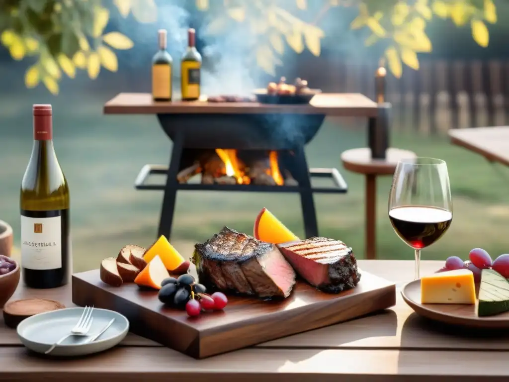 Un banquete al aire libre con vinos naturales para asado uruguayo