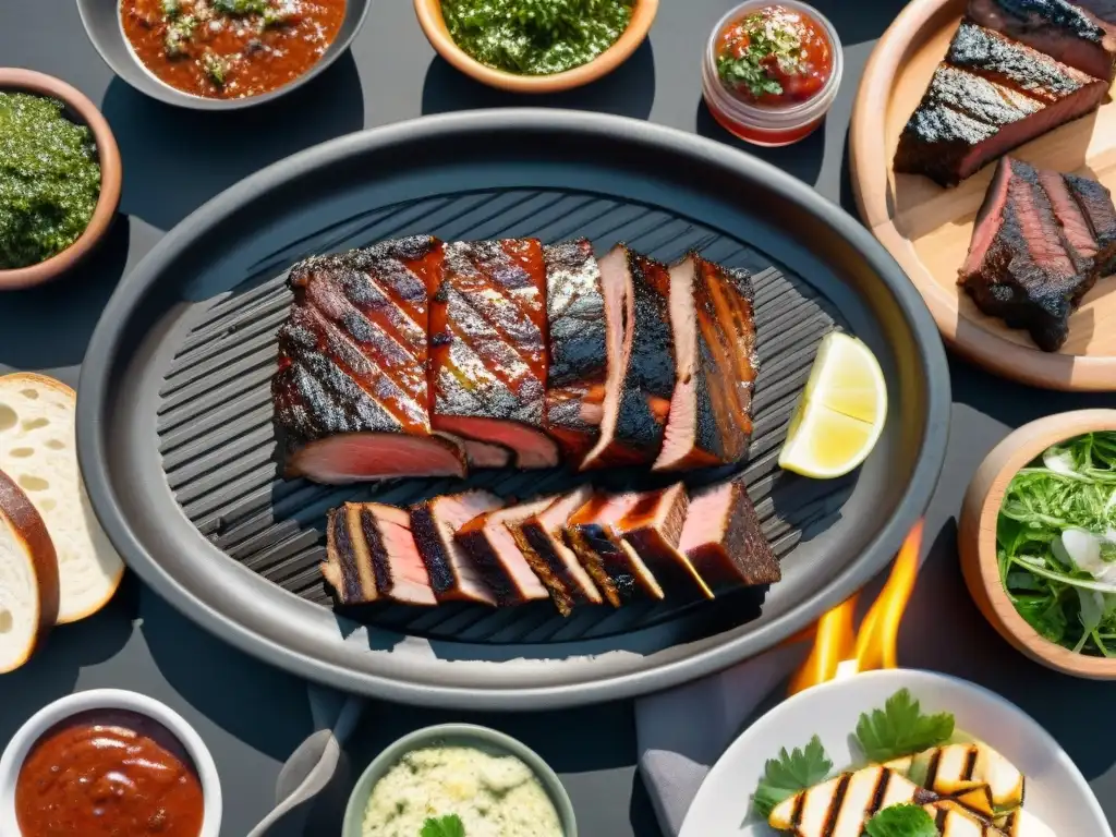 Un banquete asombroso con la riqueza gastronómica del asado uruguayo en un entorno campestre tradicional