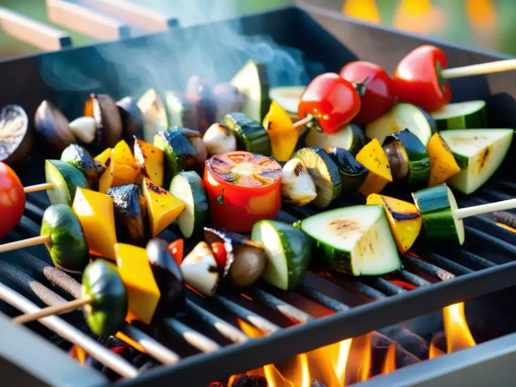 Brillantes proteínas vegetales en parrilla, listas para degustar en una tarde soleada