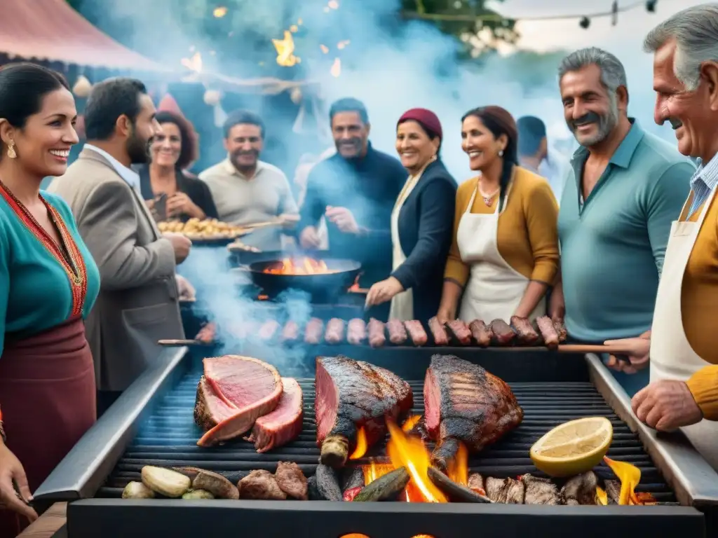 Celebración de un asado uruguayo tradicional resaltando la importancia de la inclusión cultural