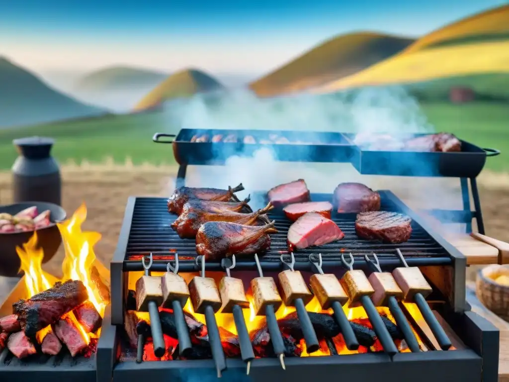 Una celebración auténtica de asado uruguayo con amigos en el campo