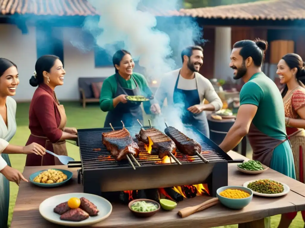 Celebración de la diversidad culinaria alrededor de un asado uruguayo