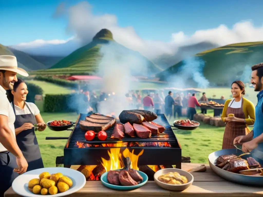 Celebración multicultural en un asado uruguayo con diversidad cultural