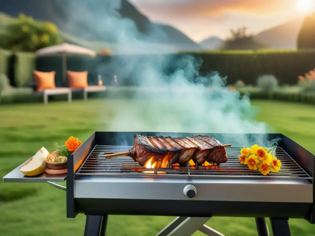 Un chef prepara un asado uruguayo al aire libre, fusionando tradición e innovación