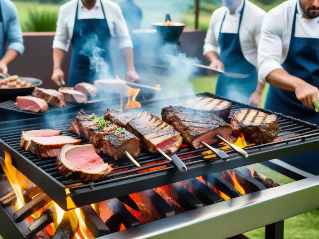 Chefs uruguayos revolucionan asado en parrilla, creando una obra maestra culinaria bajo el cielo azul