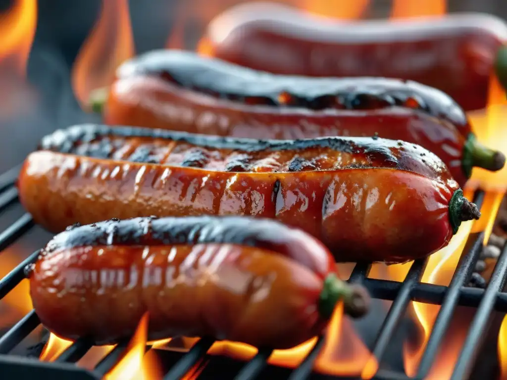 Un chorizo al fuego, chisporroteante y jugoso, con deliciosas marcas de parrilla