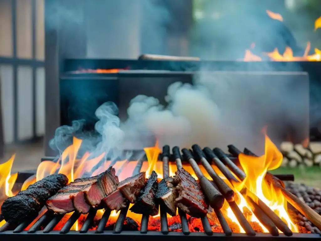 Collage de la evolución del asado uruguayo famoso a lo largo de los años: de la parrilla tradicional al asado moderno