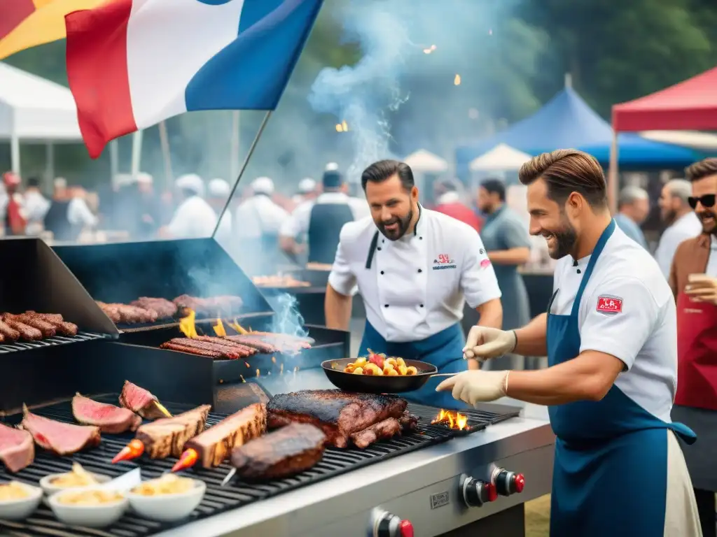 Una competencia de asado con chefs expertos y maestros de la parrilla mostrando sus habilidades