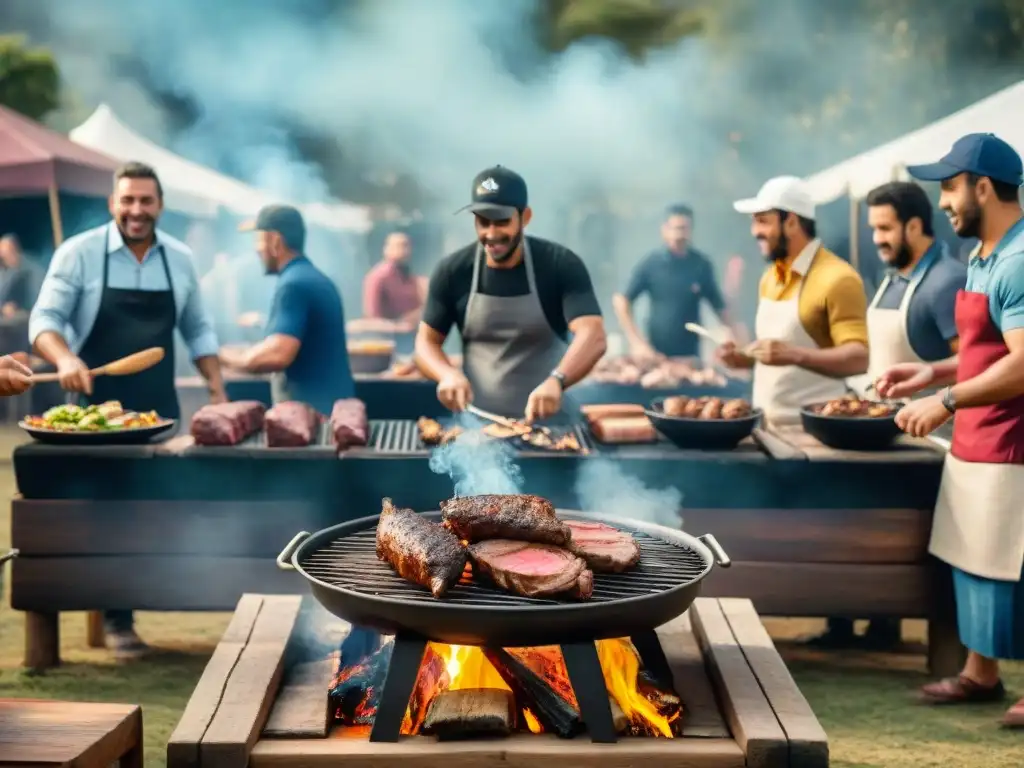 Celebración comunitaria en Uruguay con asado y diversidad de personas