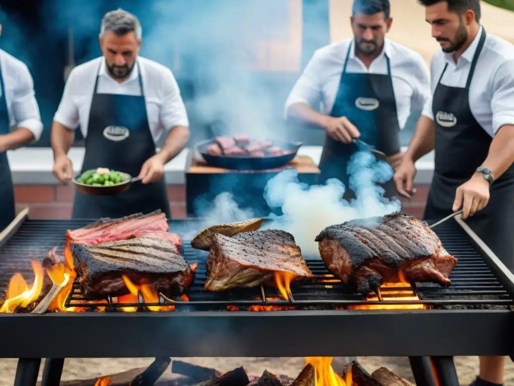 Concurso asado en Uruguay: concursantes preparando sus platillos tradicionales con el objetivo de ganar