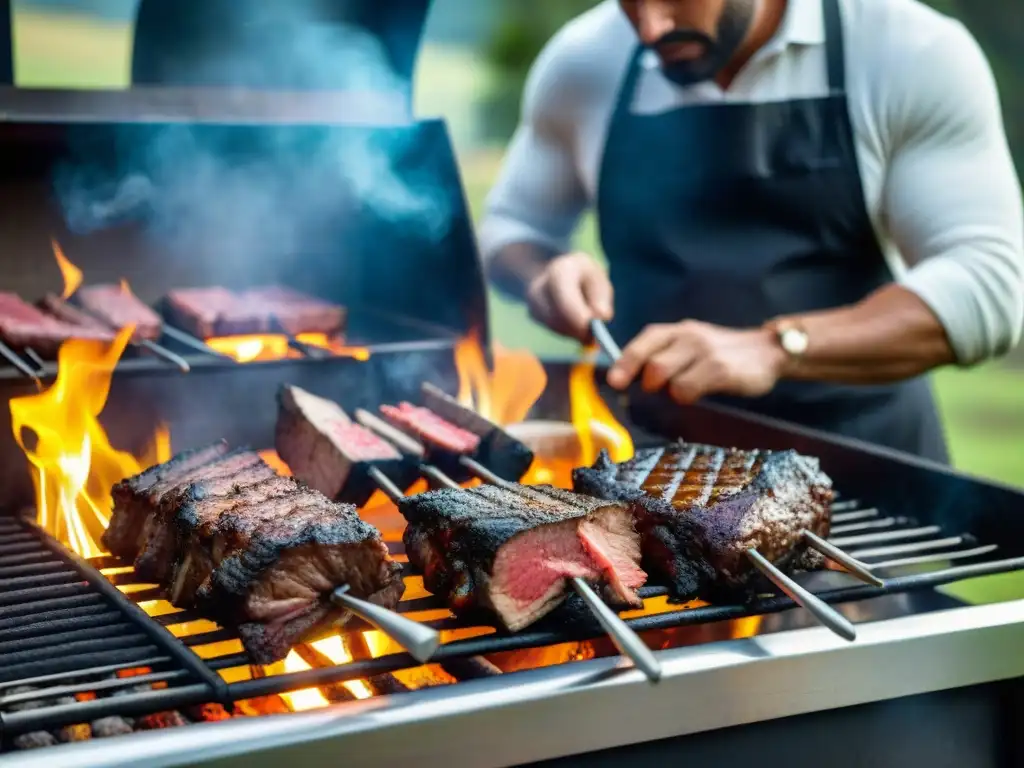 Contraste entre lo tradicional y lo moderno: asador uruguayo con tecnología innovadora